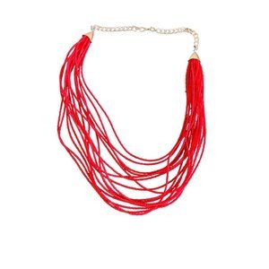 Red Ruby Seed Bead Necklace
